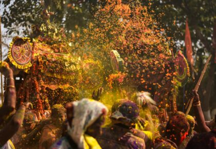 colorful powder over people at festival