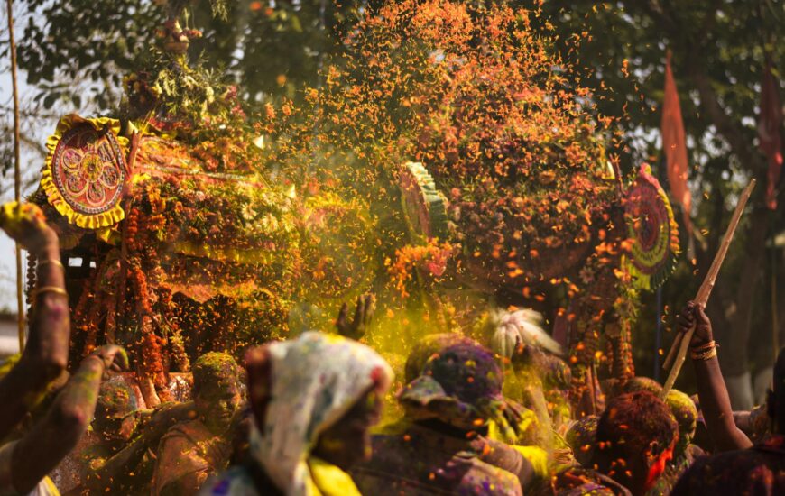 colorful powder over people at festival