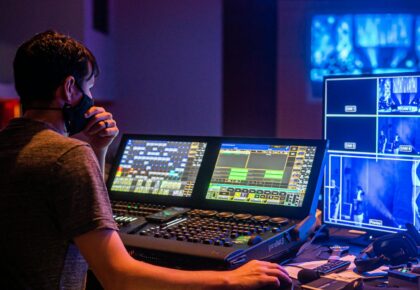 technical director in mask during show