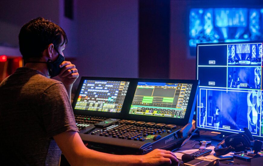 technical director in mask during show